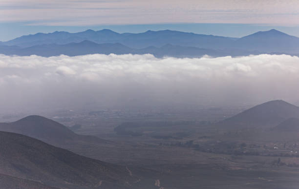 Camanchacas are marine stratocumulus cloud banks that form on the Chilean coast, by the Earth's driest desert, the Atacama Desert, and move inland.