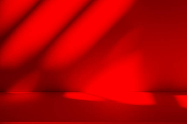 istock Wall interior background, studio and backdrops show products.with shadow from window color red . background for text insertion and presentation product 2191430638