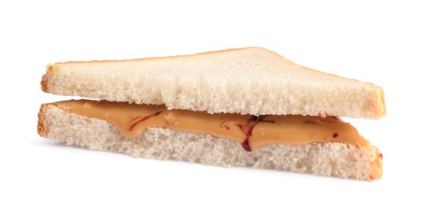 istock Sandwich with tasty nut butter isolated on white 2191433592