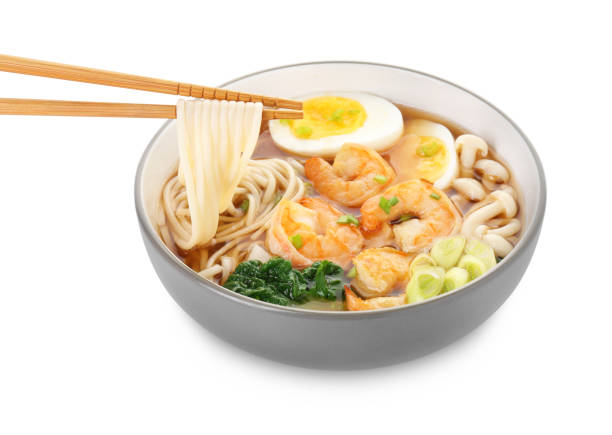 istock Eating delicious ramen from bowl with chopsticks isolated on white 2191433760