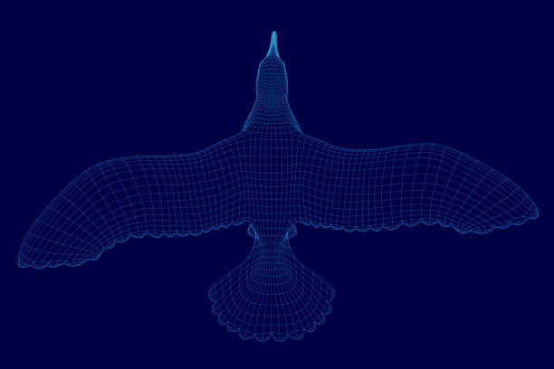 istock Bird is flying in the sky with a blue background. The bird is in a 3D form and he is a bird of prey. The image has a sense of freedom and movement, as the bird is soaring through the air 2191436889