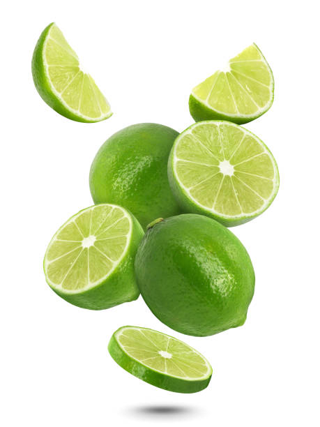 istock Sliced of fresh lime fruit isolated on white background. 2191438254