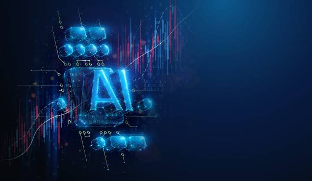 istock Abstract illustration of low poly AI cpu chip over stock market graph. Blue geometric background depicting artificial intelligence technology computing hardware industry growth concept by wireframe connection structure 2191439122
