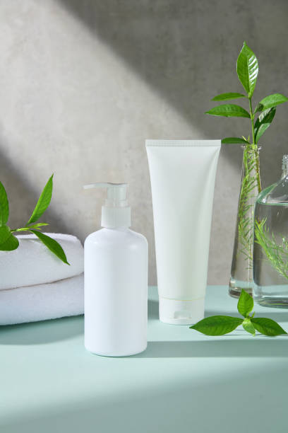 istock Template photo for cosmetics advertisement decorated with fresh plants 2191440806