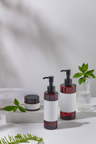 istock Template photo for cosmetics advertisement decorated with fresh plants 2191441316