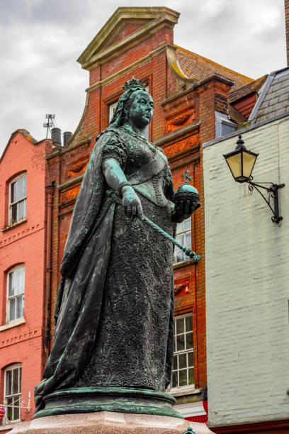 Outdoor statue of Queen Victoria part of the Victoria Memorial, located in front of Buckingham palace in London, England, UK