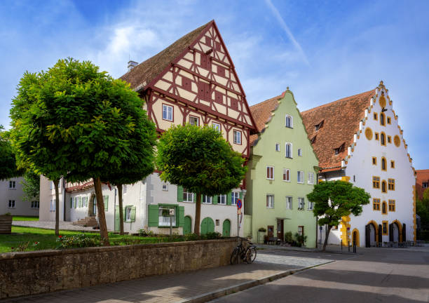 Historic houses at the Hafenmarkt in Noerdlingen (Bavaria, Germany)