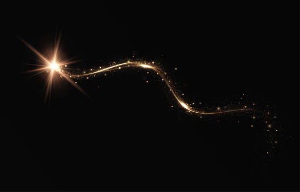 istock Gold comet  with sparkling stars and dust. Powder dust light . Magic shining red dust. Fine, shiny dust bokeh part 2191447738