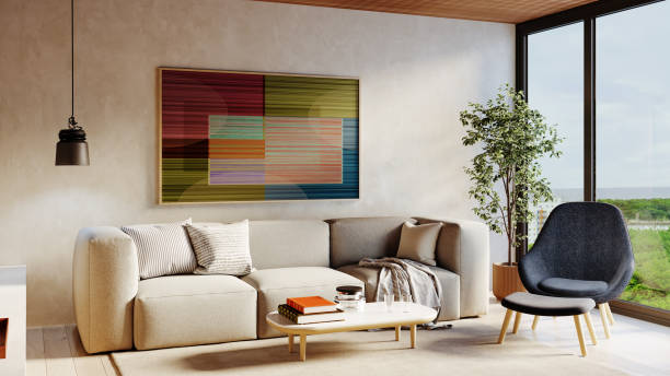 istock Large luxury modern bright interiors Living room mockup illustration 3D rendering image 2191450875