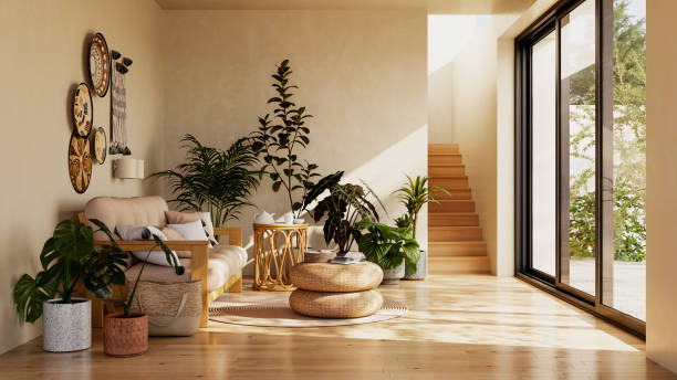 istock Large luxury modern bright interiors Living room mockup illustration 3D rendering image 2191450980