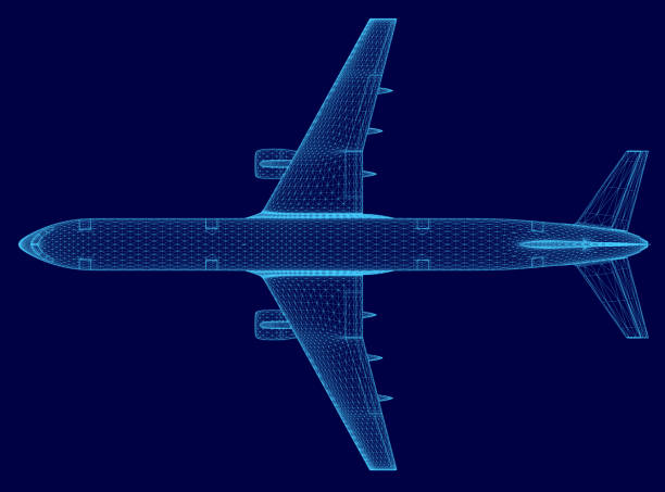 istock Blue airplane is shown. The image is of a large jetliner with a blue color scheme. The airplane is shown in a very detailed and realistic manner 2191451047