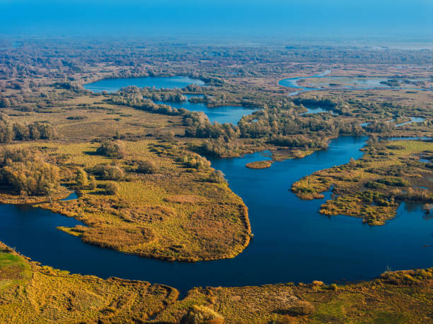 Flooded area near Dnieper River in spring