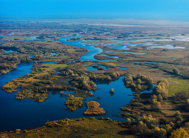 Stunning aerial perspective of the Oder River displaying its waterways and scenic natural surroundings.