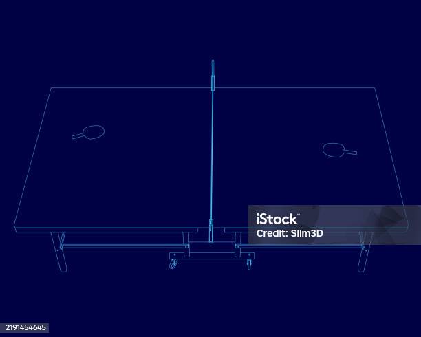 Table Blue Draw Blue Drawing Of A Table With A Net On It The Table Is Shown In A Blue ...