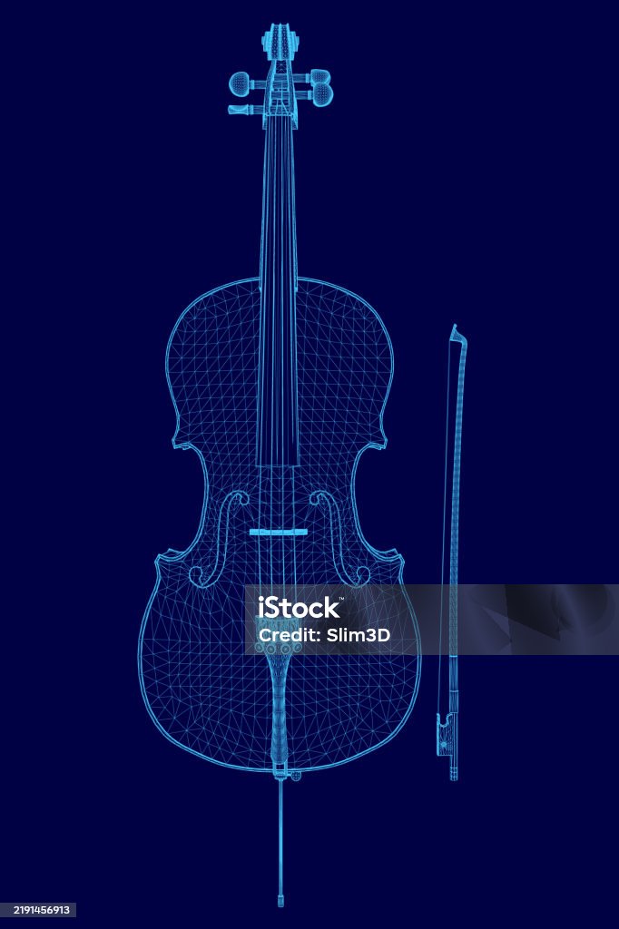 Cello Simple Color Blue Image Of A Cello With A Blue Background The Cello Is Shown In A 3d ...