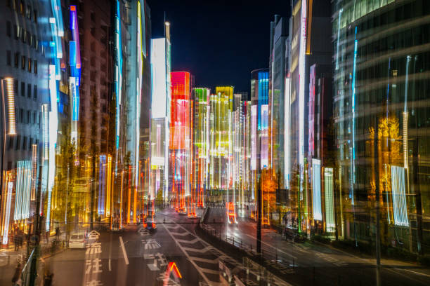 Abstract motion-blurred, Long exposure in Tokyo city