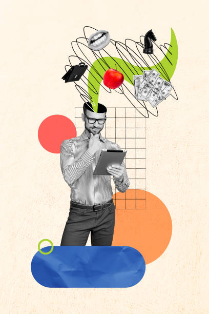istock Vertical collage picture standing dreamy man thinking weird things imaginary fantasy briefcase mouth cash white background 2191460089