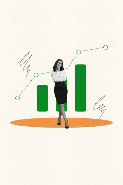 istock Vertical creative poster collage standing young beautiful business lady thinking make decision progress reach statistic 2191460504