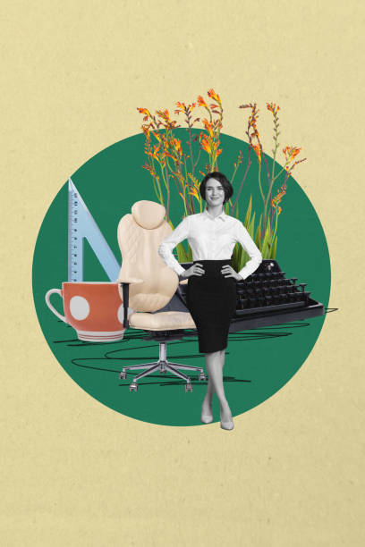 istock Vertical composite photo collage of young confident office lady at workplace profession typewriter author accountant manager teacher 2191461290