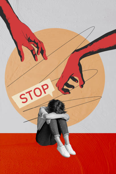 istock Vertical collage young depressed victim woman suffer harassment domestic assault force domination touch insulting stop discrimination 2191461316