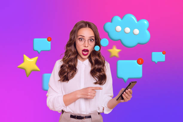 istock Creative poster collage of lady worker shocked with 3d many letters send on smart gadget 2191462258