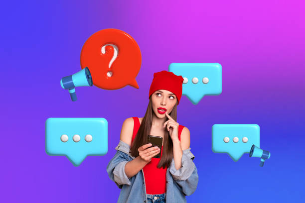 istock Creative image banner collage of girl gadget user thinking ask question writing to online call center 2191462375