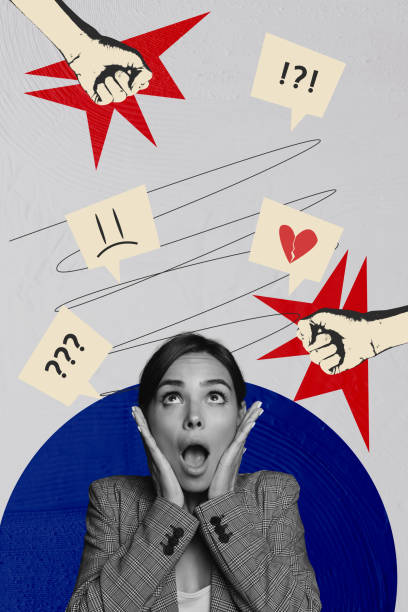 istock Vertical collage picture illustration black white filter sad shocked scary young lady questions heartbroken unusual colorful sketch template 2191462403