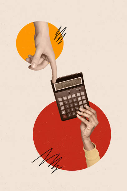 istock Creative vertical collage human hand give calculator accountant expert count numbers funds economy finance funds capital income mathematics 2191466283