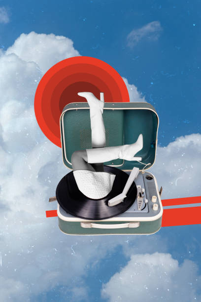 istock Vertical collage creative poster illustration caricature human legs levitation retro plate draw red sketch exclusive sky cloud background 2191466638