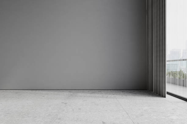 istock Minimalism gray empty interior with blank wall and terrazzo tile. 3d render illustration mockup. 2191468926