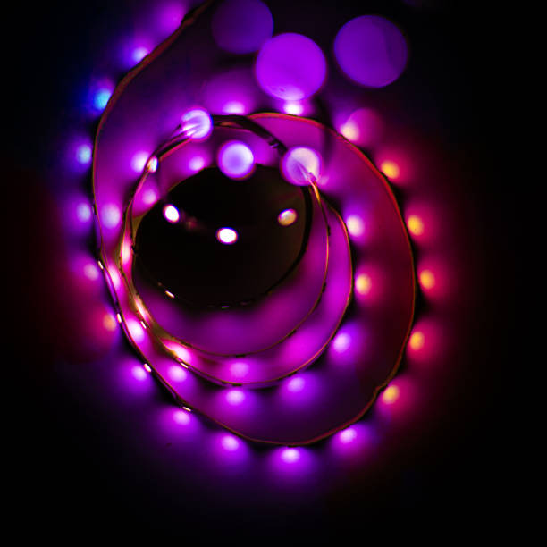 istock A captivating spiral formation created by LED lights strip 2191472939