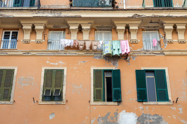 istock Historic facades with weathered walls in Piazza Leandra, Civitavecchia 2191475233