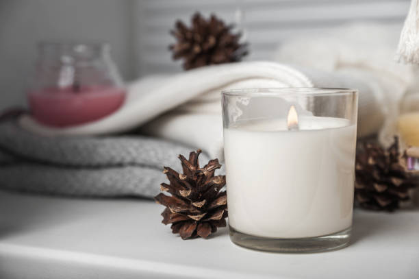istock Cozy Winter Interior with Candlelight and Rustic Decor 2191478888