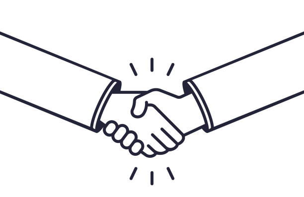 bildbanksillustrationer, clip art samt tecknat material och ikoner med handshake design element - handskakning