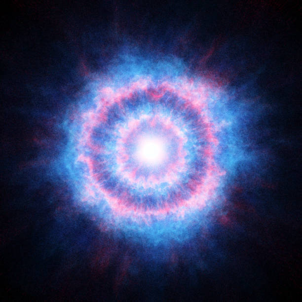 istock A brilliant blue and red cosmic explosion radiating from a central point, resembling a supernova or nebula. 2191482896
