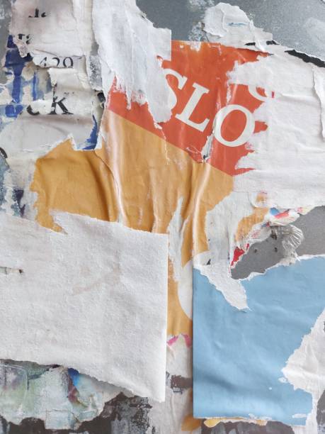 istock Torn and ripped and street poster background, weathered old paper collage backdrop 2191484635