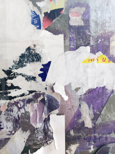 istock Torn and ripped and street poster background, weathered old paper collage backdrop 2191484643