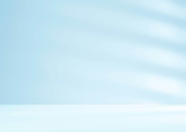 istock Empty blue room studio pastel with shadow of shutters window for product presentation. 2191485704