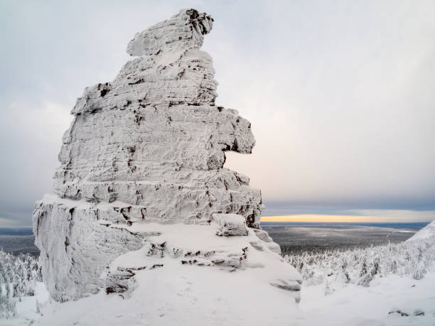 istock Stone pillars of weathering in winter. 2191487743