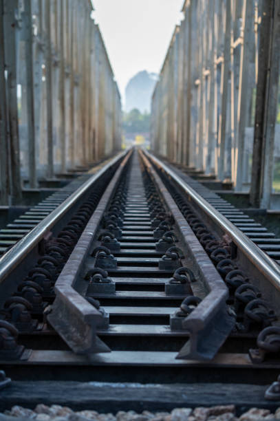 Railway Tracks on Steel Bridge Perspective