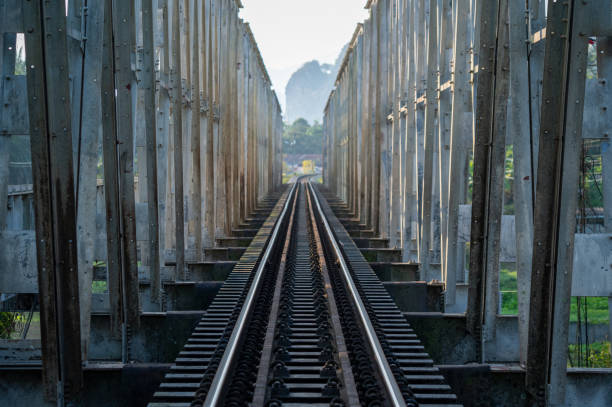istock Railway Tracks on Steel Bridge Perspective 2191492091