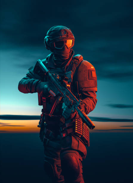 Close-Up Portrait of a SWAT Team Member stock photo