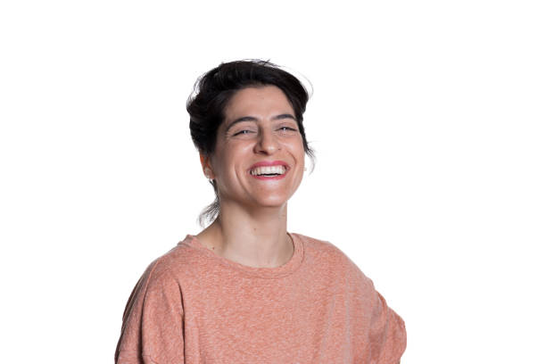istock Woman laughing on white background. 2191498470