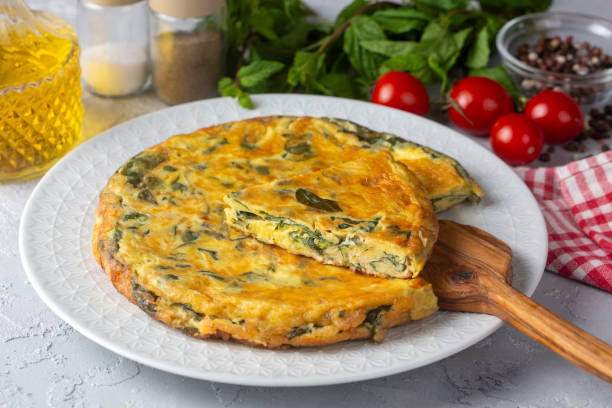 istock Italian omelette; frittata. Eggs with purslane. 2191498622