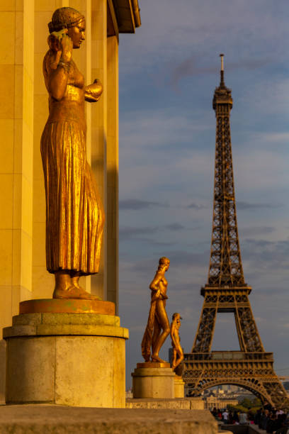 Paris, France - circa September, 2018: The Eiffel Tower, one of the main sights of the city of Paris, France, view from the Trocadéro Gardens