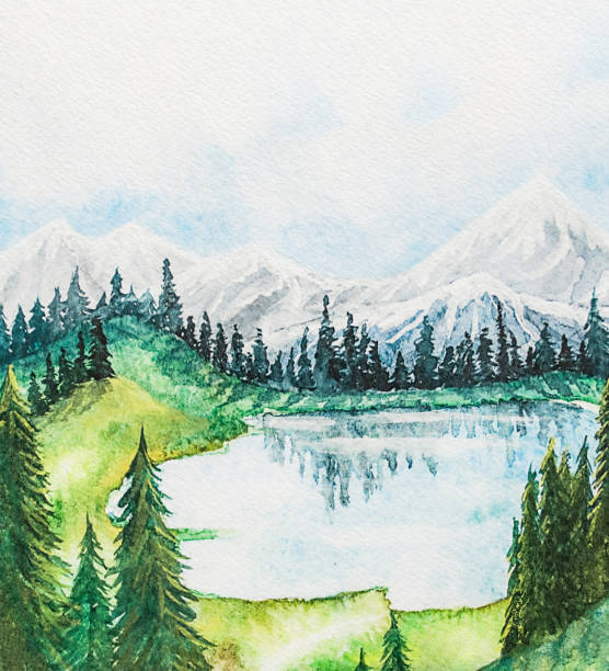 istock Scenic view of a tranquil lake surrounded by mountains and lush greenery at dawn 2191504495
