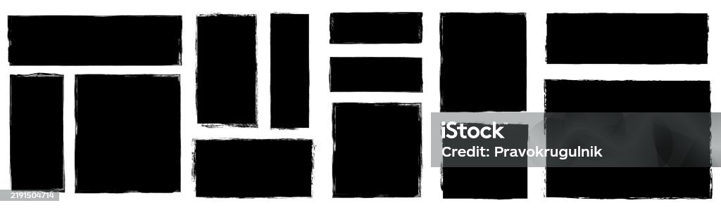 Vector set with black doodle rectangular shapes with rough edges, distressed painted textured rectangles - Royalty-free Técnica de imagem Grunge arte vetorial Vector set with black doodle rectangular shapes with rough edges, distressed painted textured rectangles - Royalty-free Técnica de imagem Grunge arte vetorial