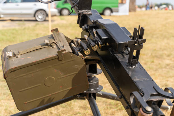istock Old Soviet anti-aircraft machine gun with ammunition dispenser 2191507210
