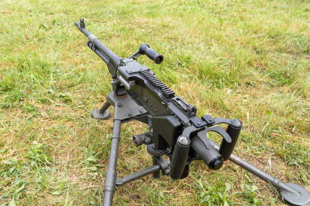 istock Belgian-made FN machine gun on a tripod 2191507225