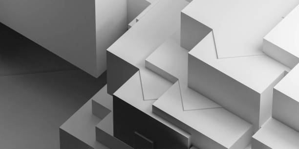 istock Architectural Structure abstract minimalistic design arrangement of geometric shapes 3d render illustration 2191511148